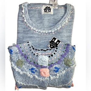NWT NEW Storybook Knits “Pretty Pastel Shawl & Sweater” Set Blue 2x